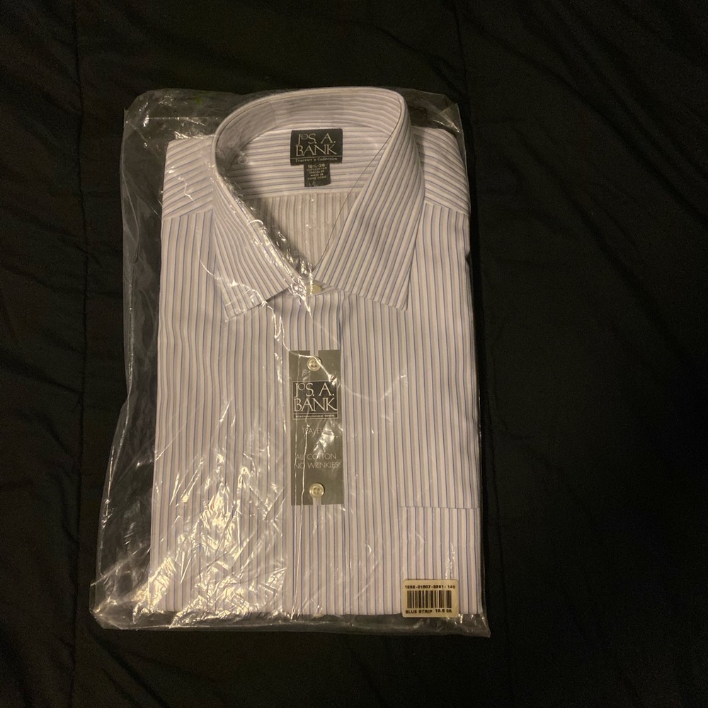 Jos. A. Bank Traveler Blue Stripe Dress Shirt